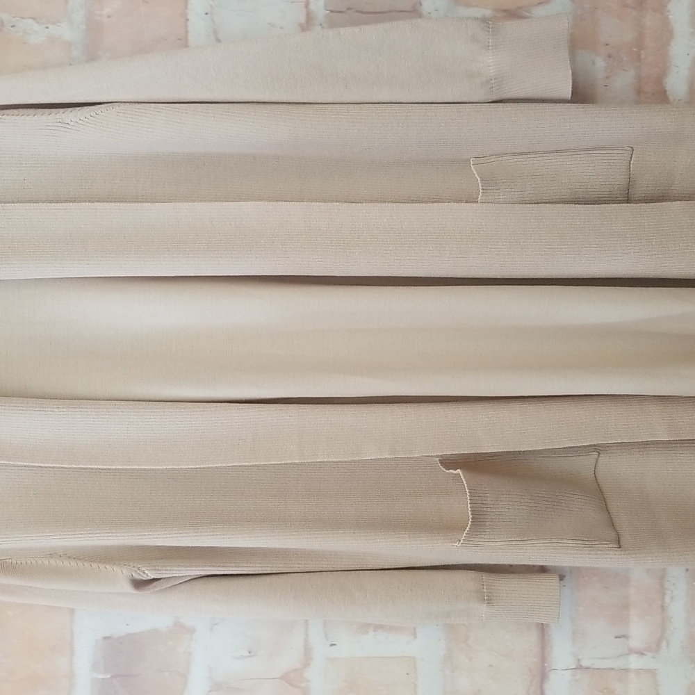 NWT Select + Trend Size 2X Women's Beige Open Front Cardigan Sweater - Picture 2 of 8